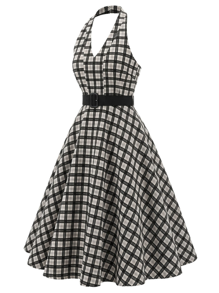 [Pre-Sale] Bbww 1950s Plaid Floral V Neck Dress 4