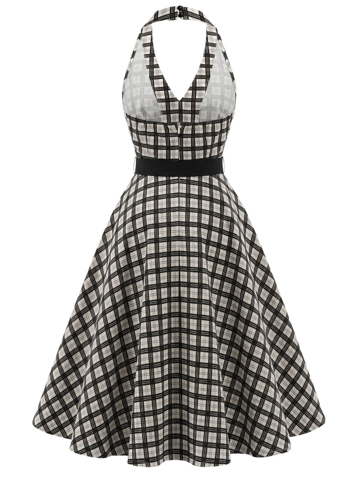 [Pre-Sale] Bbww 1950s Plaid Floral V Neck Dress 5