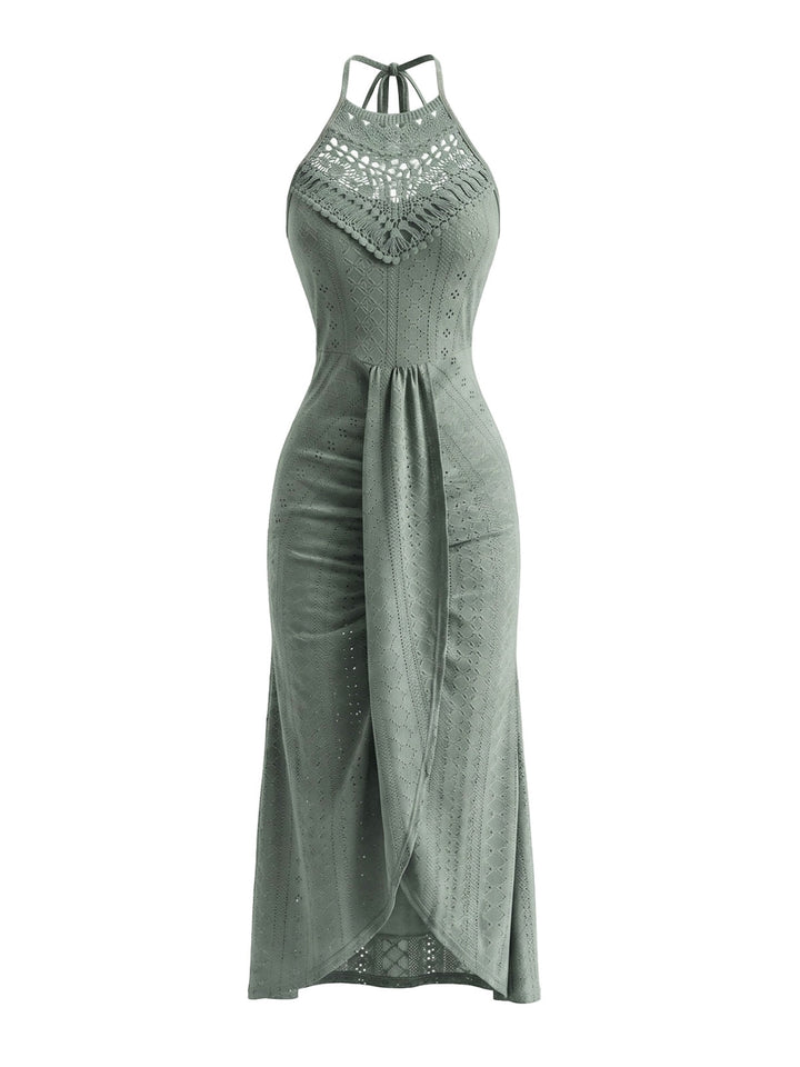 1960s Crochet Halter Cutout Dress, vintage dress, retro fashion - perfect for women who love vintage and retro fashion