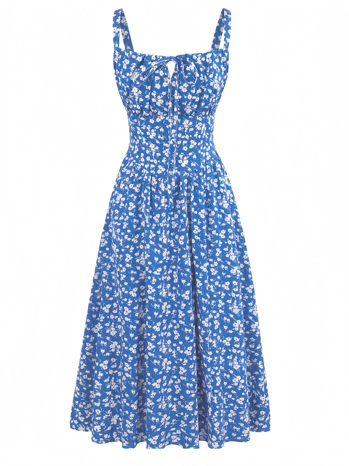 Elegant 1940s Vintage Floral Dress 1