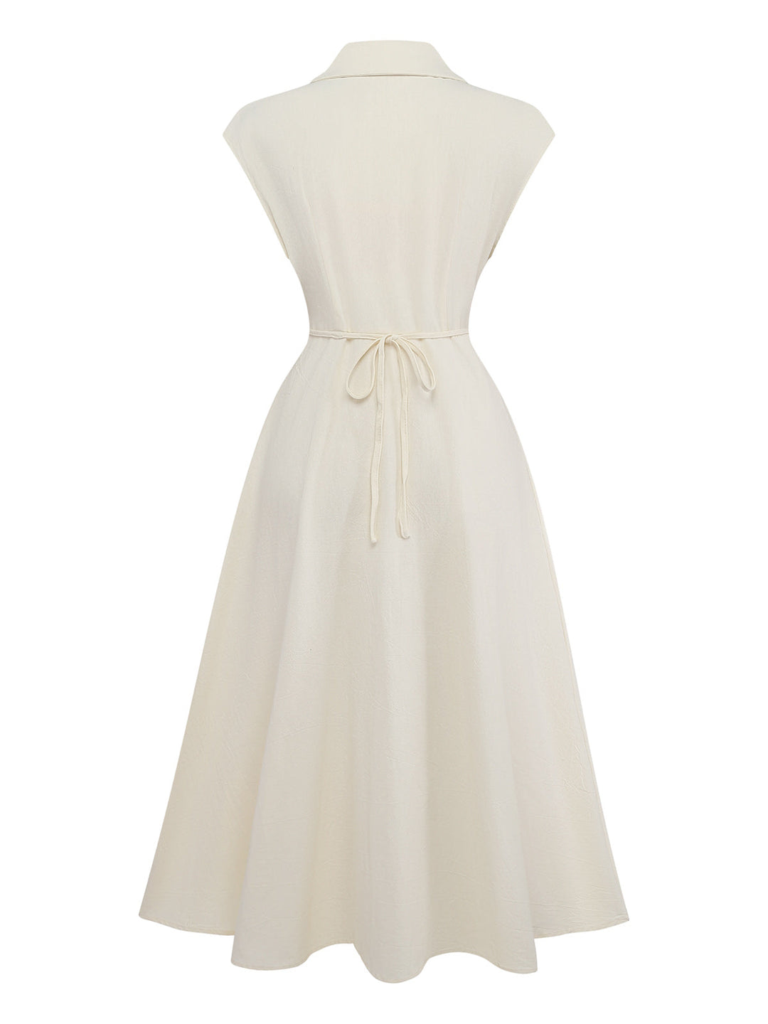 Beige 1940s Floral Puff Sleeve Midi Dress 3