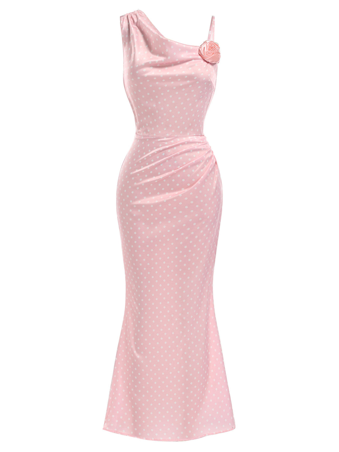 [Pre-Sale] Dark Pink 1930s Polka Dot Floral Dress 2