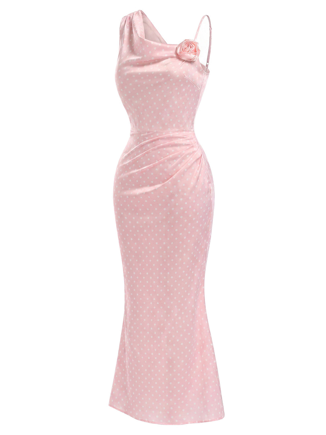 [Pre-Sale] Dark Pink 1930s Polka Dot Floral Dress 4