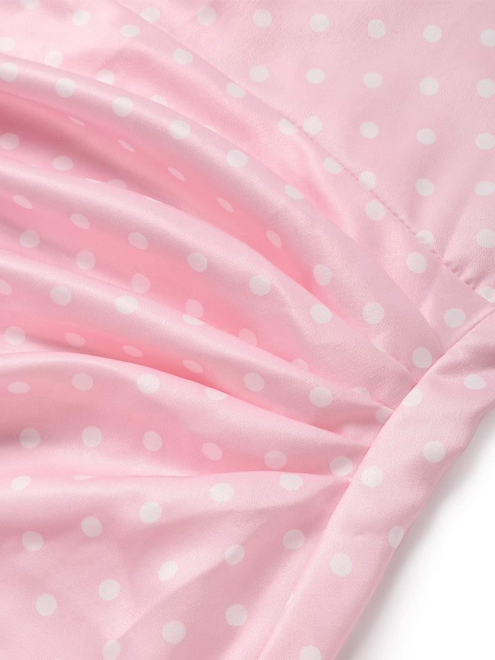 [Pre-Sale] Dark Pink 1930s Polka Dot Floral Dress 7