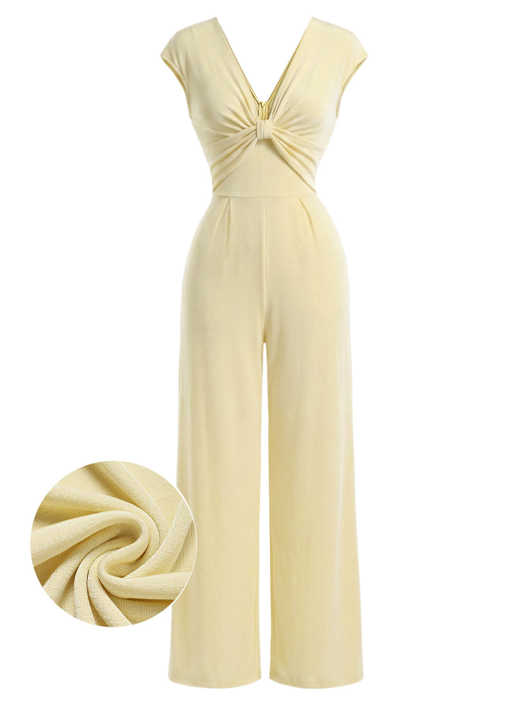 [Pre-Sale] Gold 1970s V Neck Vintage Jumpsuit