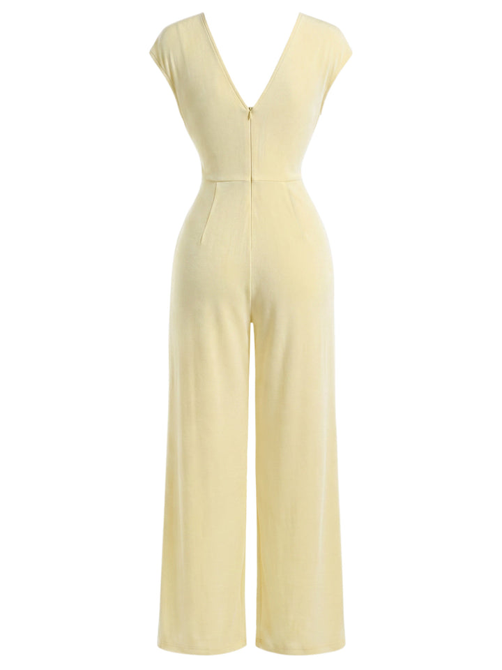 [Pre-Sale] Gold 1970s V Neck Vintage Jumpsuit 4