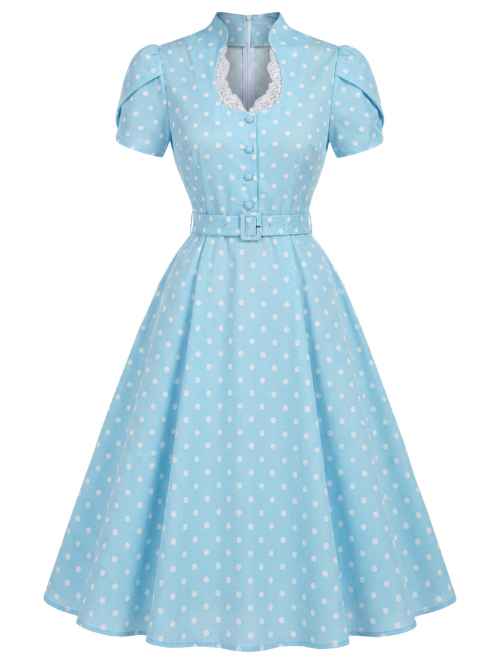 [Pre-Sale] Black 1950s Polka Dot Lace Dress 2