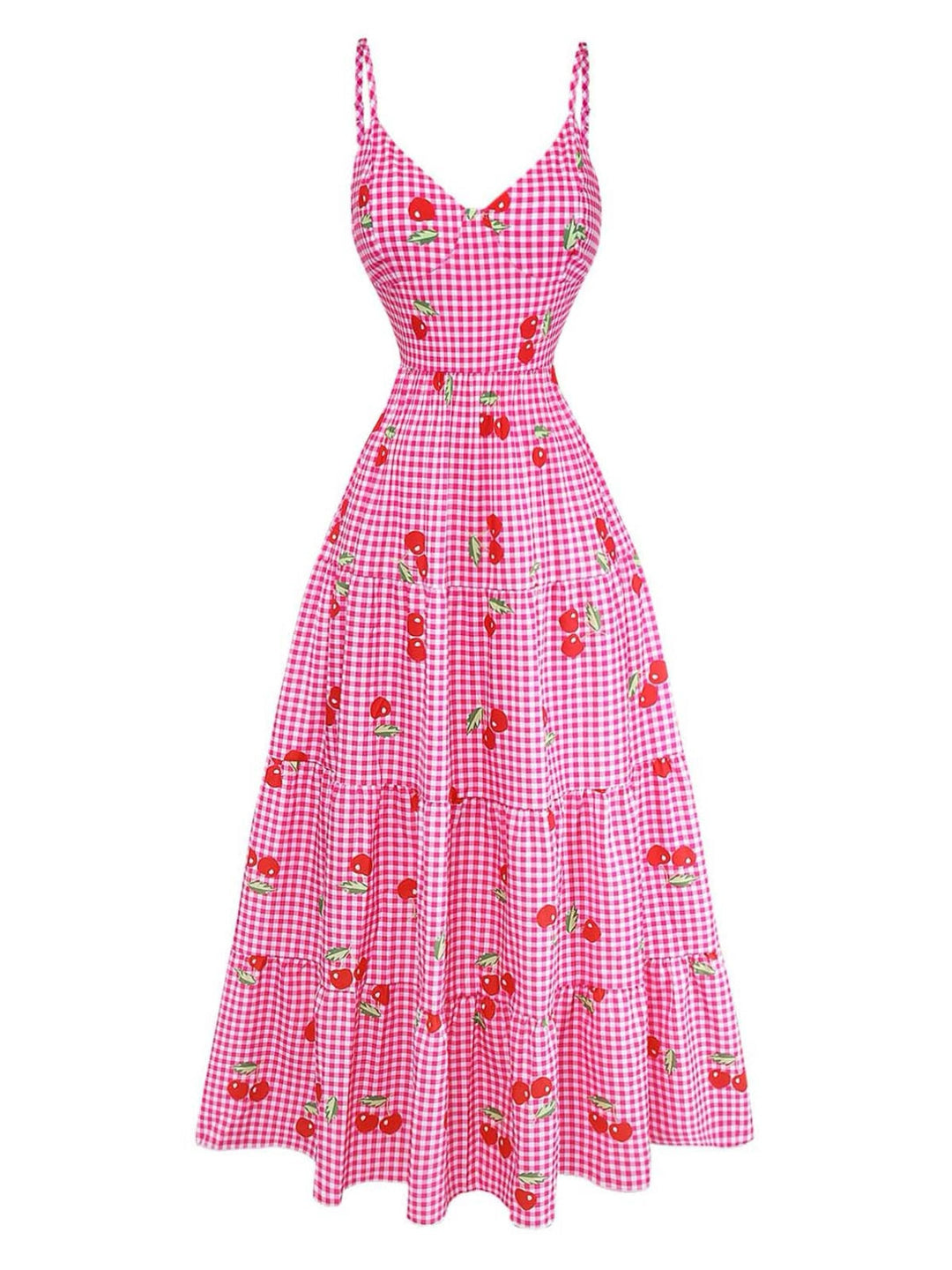 Peach Pink 1930s Plaid Bow Top 2