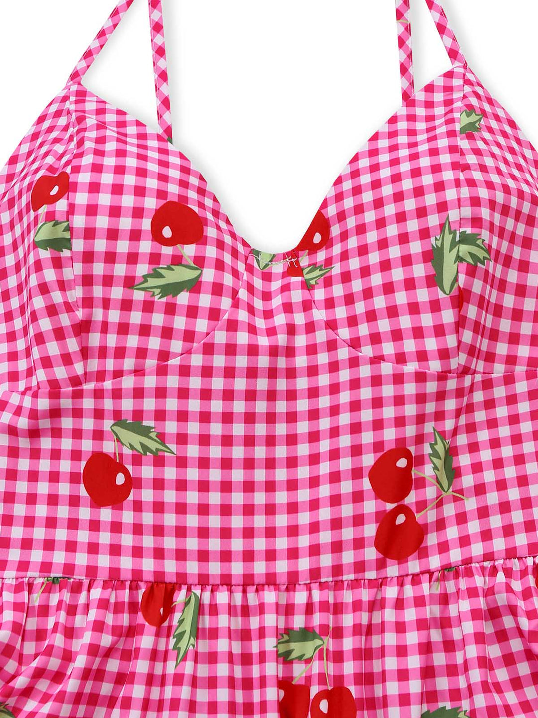 Peach Pink 1930s Plaid Bow Top 4