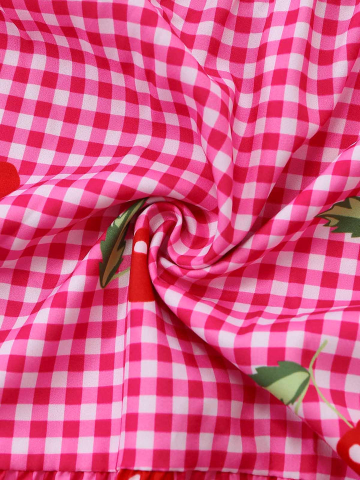 Peach Pink 1930s Plaid Bow Top 6