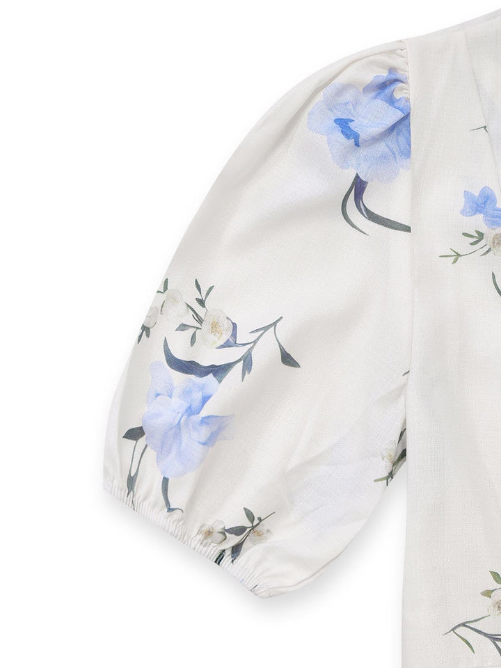Beige 1940s Floral V Neck Dress 5