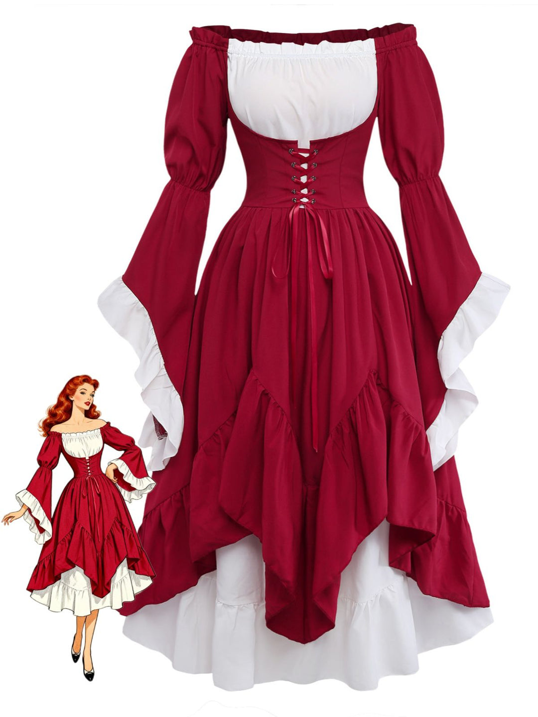 Red 1930s Vintage Classic Dress