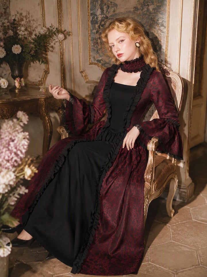 Victorian Gothic Bell Sleeve Floral Dress