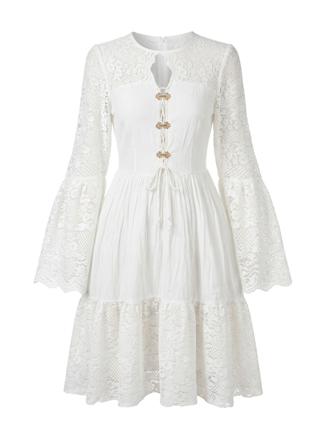 White 1950s Floral Lace Vintage Dress 3
