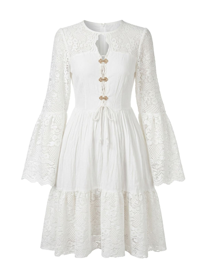 White 1950s Floral Lace Vintage Dress 3
