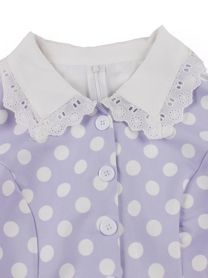 1950s Polka Dot Lace Vintage Dress 6