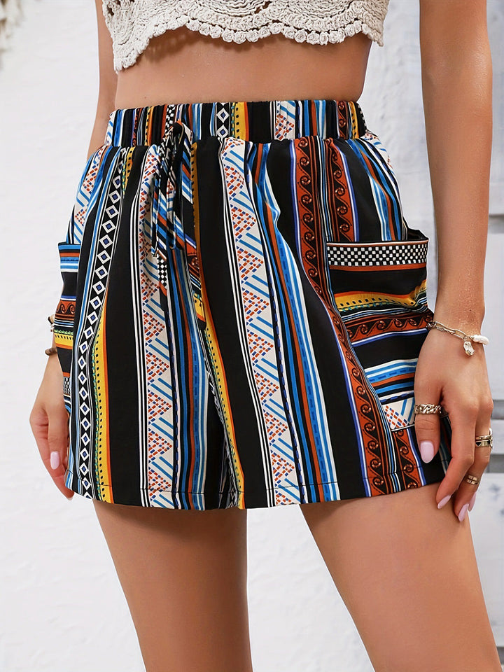 Elegant 1960s Vintage Floral Striped Shorts 1