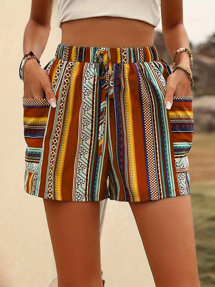 Elegant 1960s Vintage Floral Striped Shorts 6