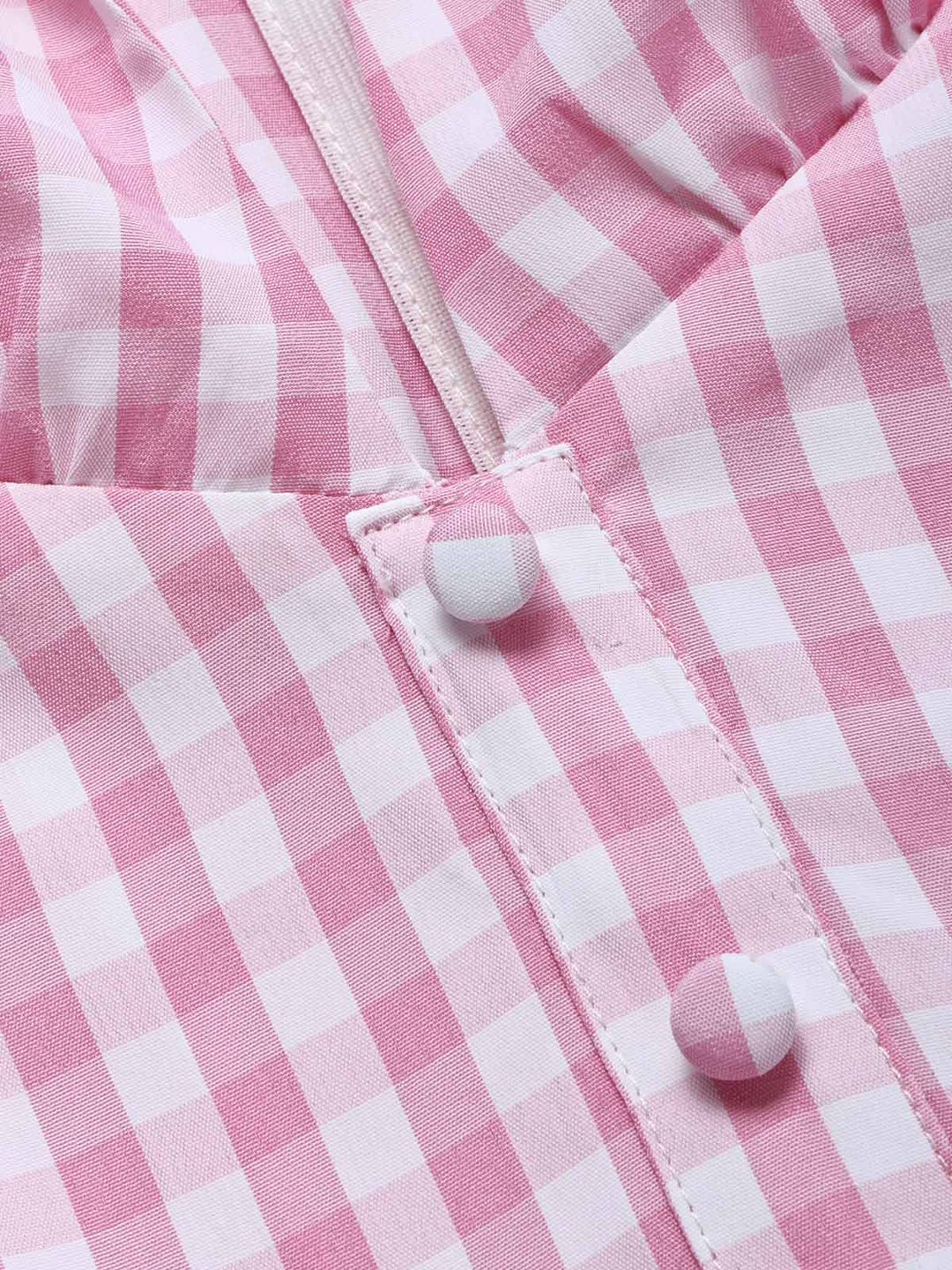 [Pre-Sale] Peach Pink 1940s Plaid V Neck Dress 5