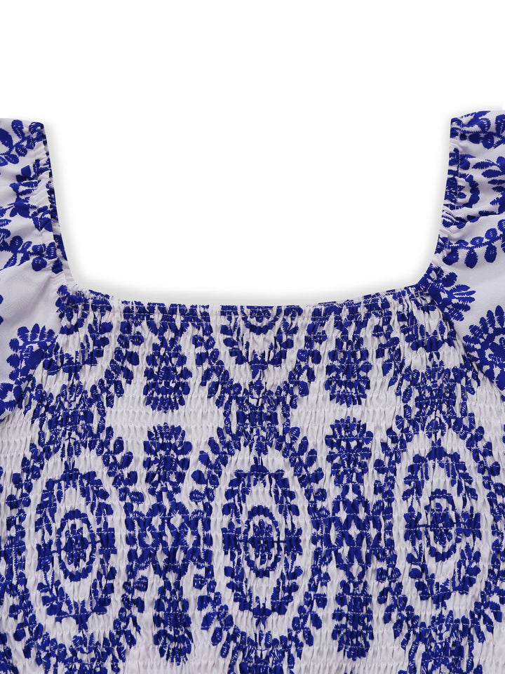 Blue 1950s Floral Vintage Classic Jumpsuit 4