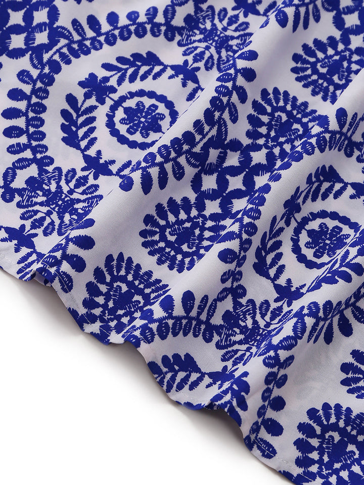 Blue 1950s Floral Vintage Classic Jumpsuit 6
