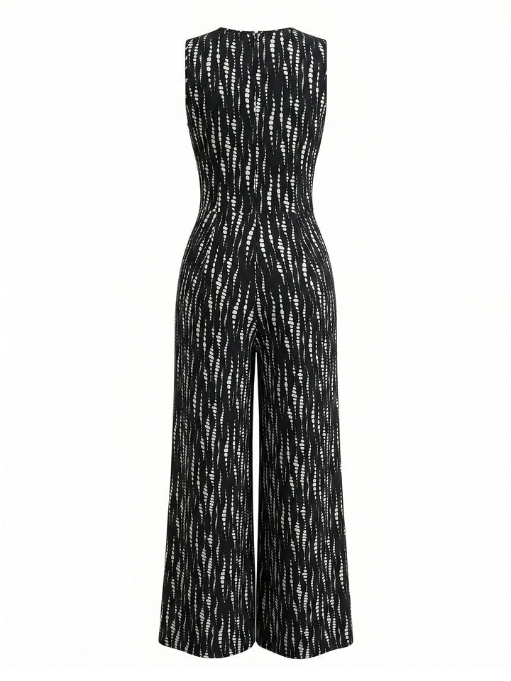 1960s Polka Dot Floral V Neck Jumpsuit 6