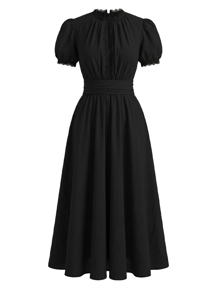 1920s Floral Lace V Neck Dress 3