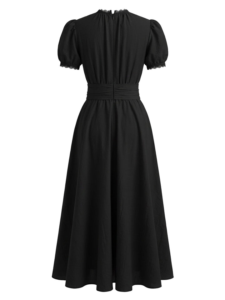1920s Floral Lace V Neck Dress 4