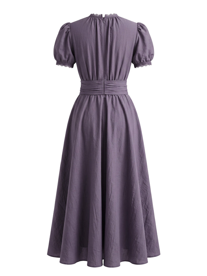 1920s Floral Lace V Neck Dress 6