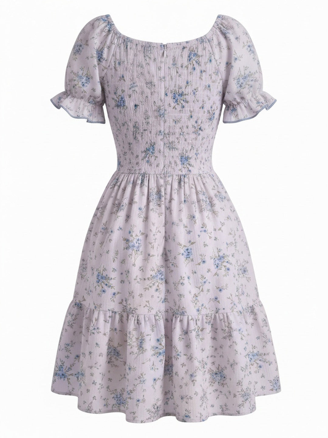 1950s Floral Square Neck Ruffle Dress 11