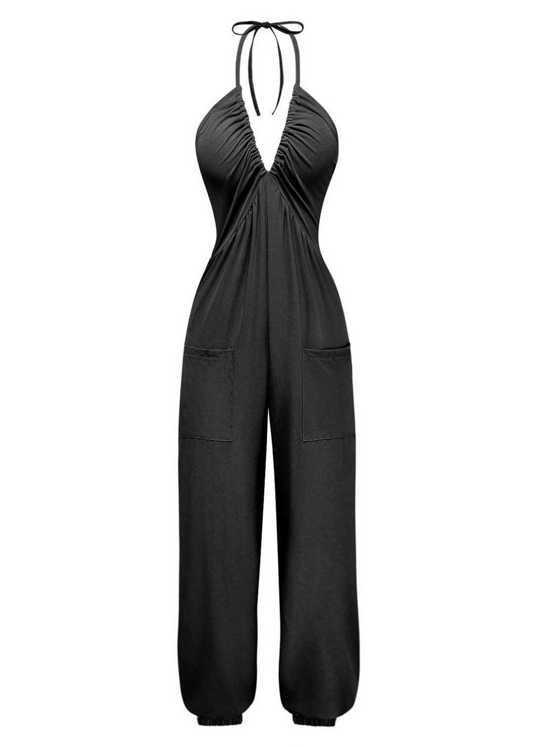 1950s Halter V Neck Vintage Jumpsuit