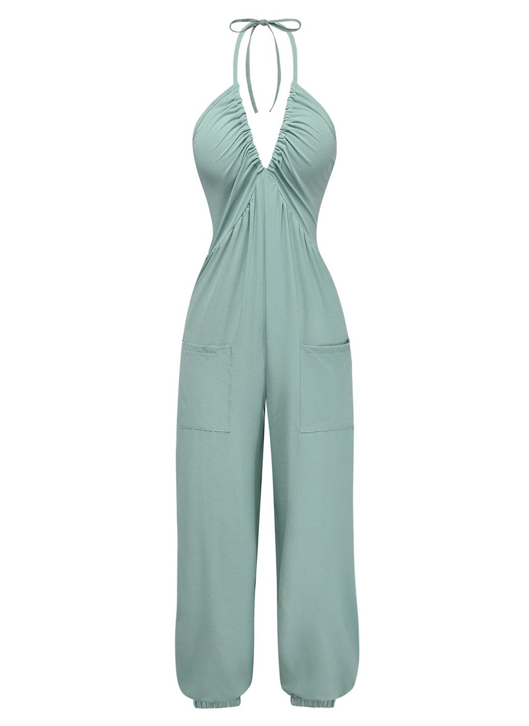1950s Halter V Neck Vintage Jumpsuit 4