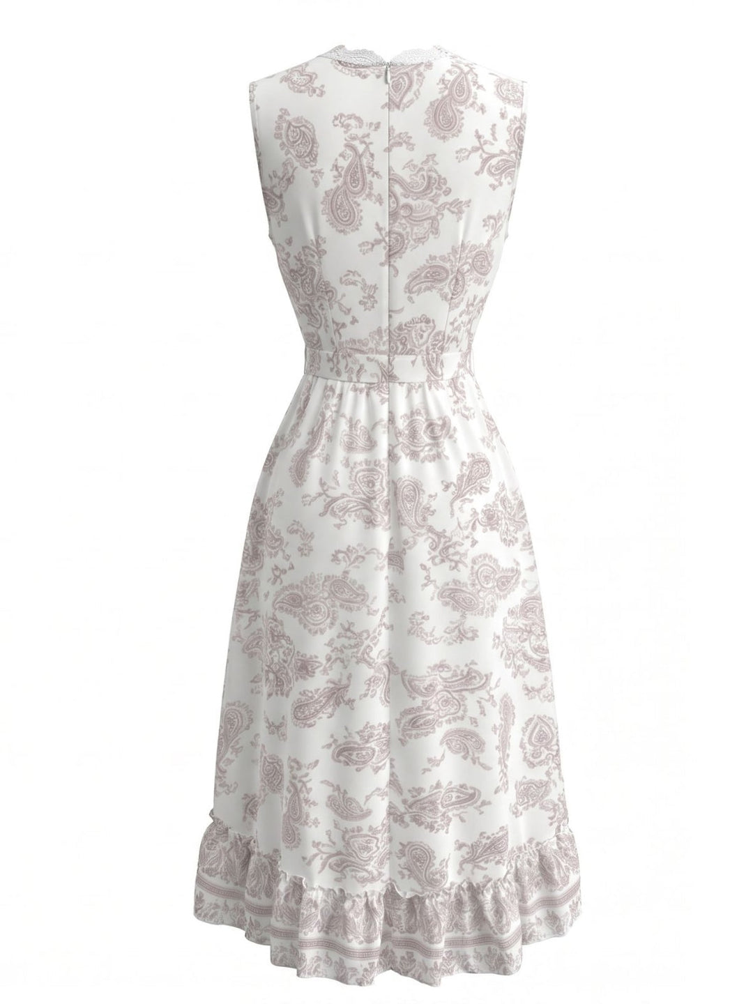 White 1970s Floral Lace V Neck Dress 3