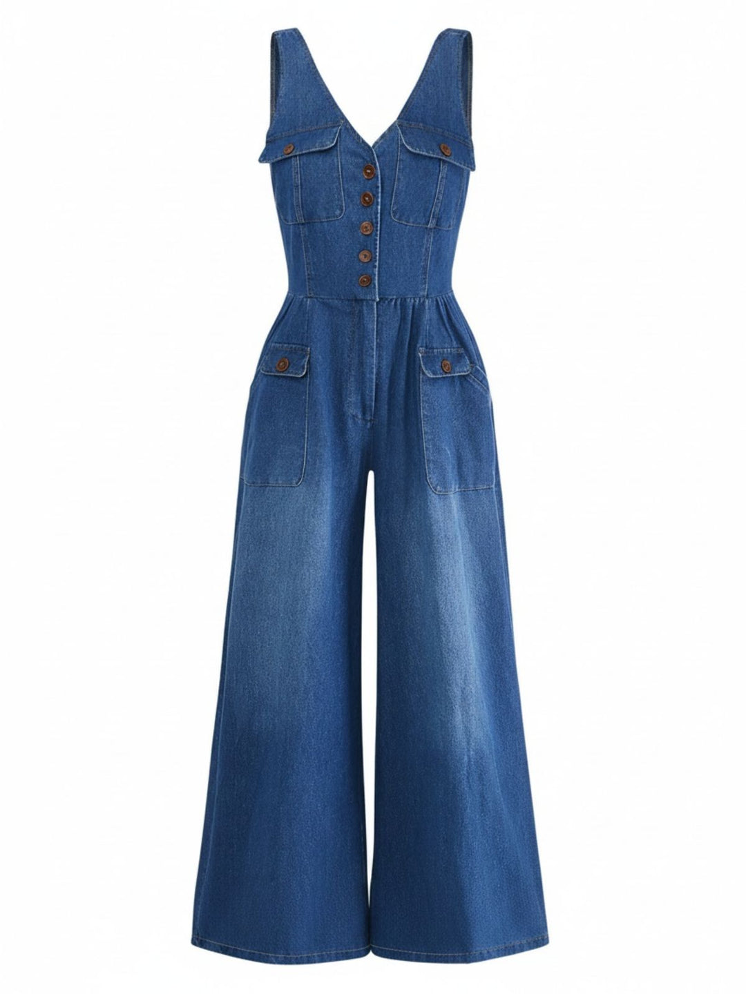 1960s V Neck Denim Vintage Jumpsuit 6