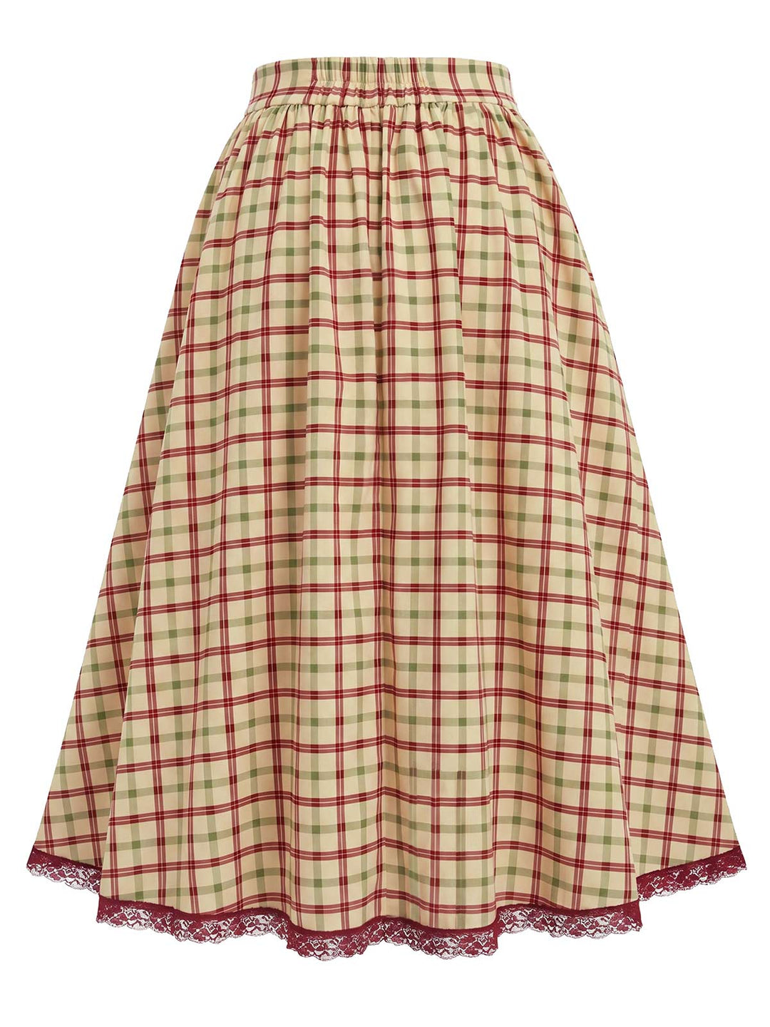 [Pre-Sale] Champagne 1940s Plaid Lace Vintage Dress 5