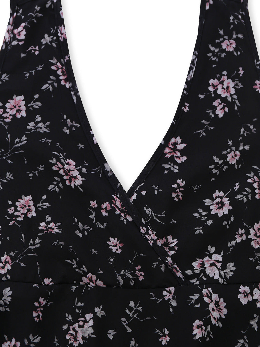 Black 1940s Floral Halter Vintage Dress 4