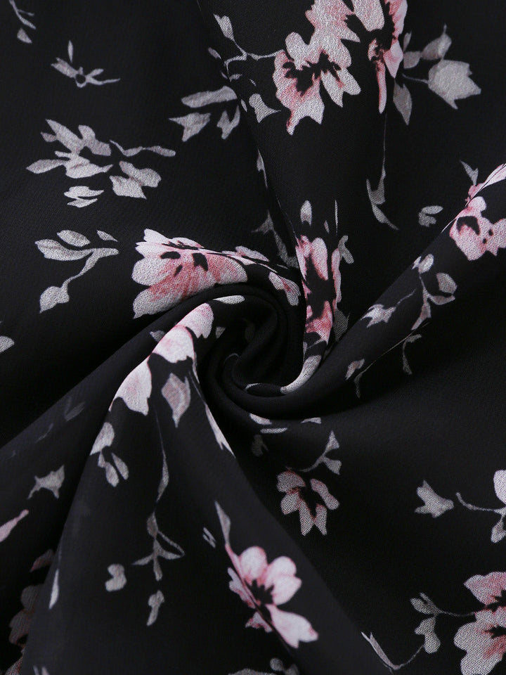 Black 1940s Floral Halter Vintage Dress 6
