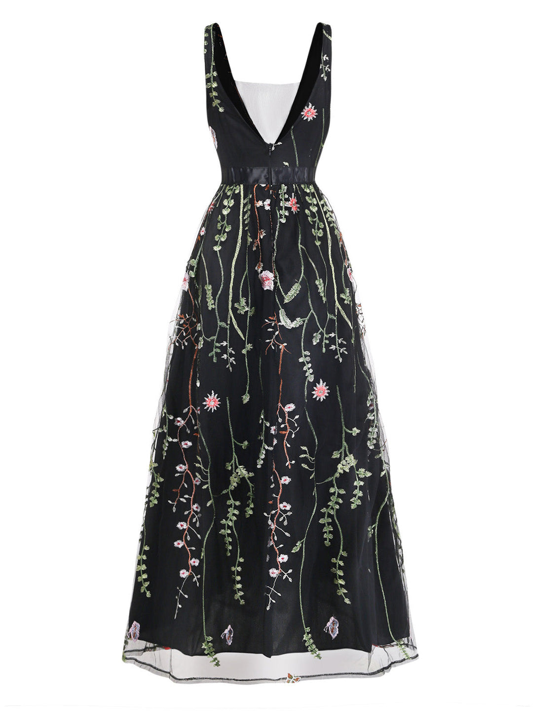 Black 1930s V Neck Vintage Dress 3