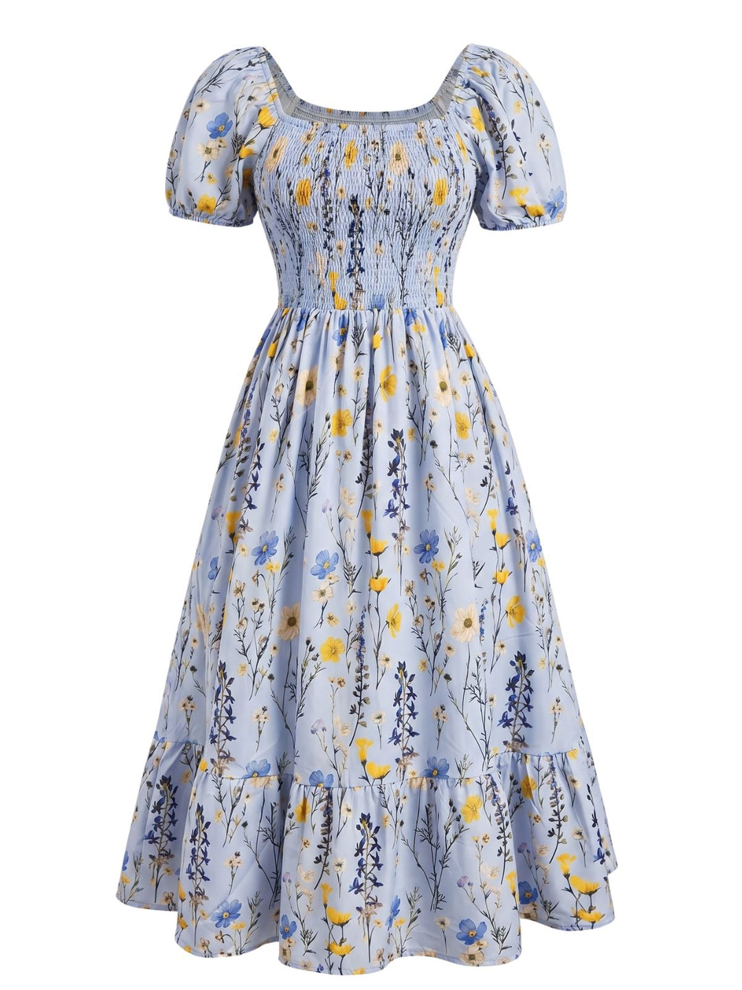 Plus Size 1940s Floral Square Neck Vintage Dress 4