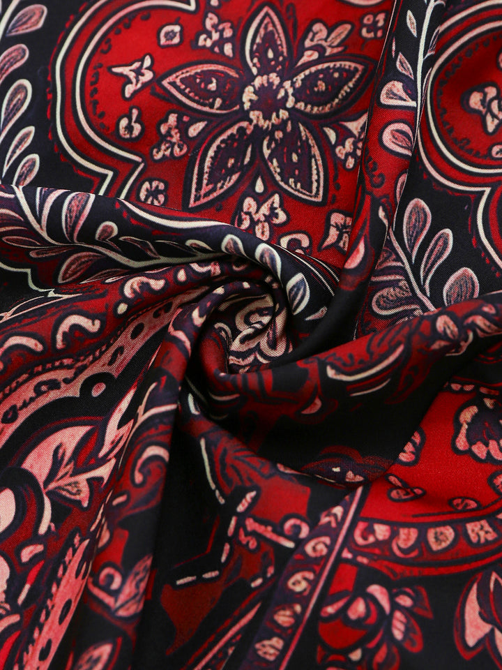 Red 1950s V Neck Vintage Dress 5