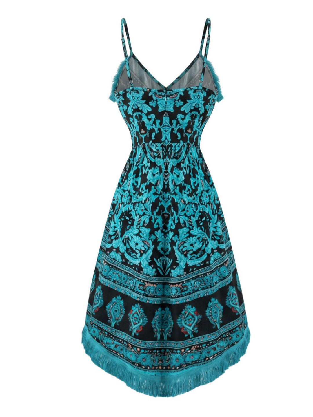 1970s Boho Fringe Trim High-Low Cami Dress, vintage dress, retro fashion - perfect for women who love vintage and retro fashion