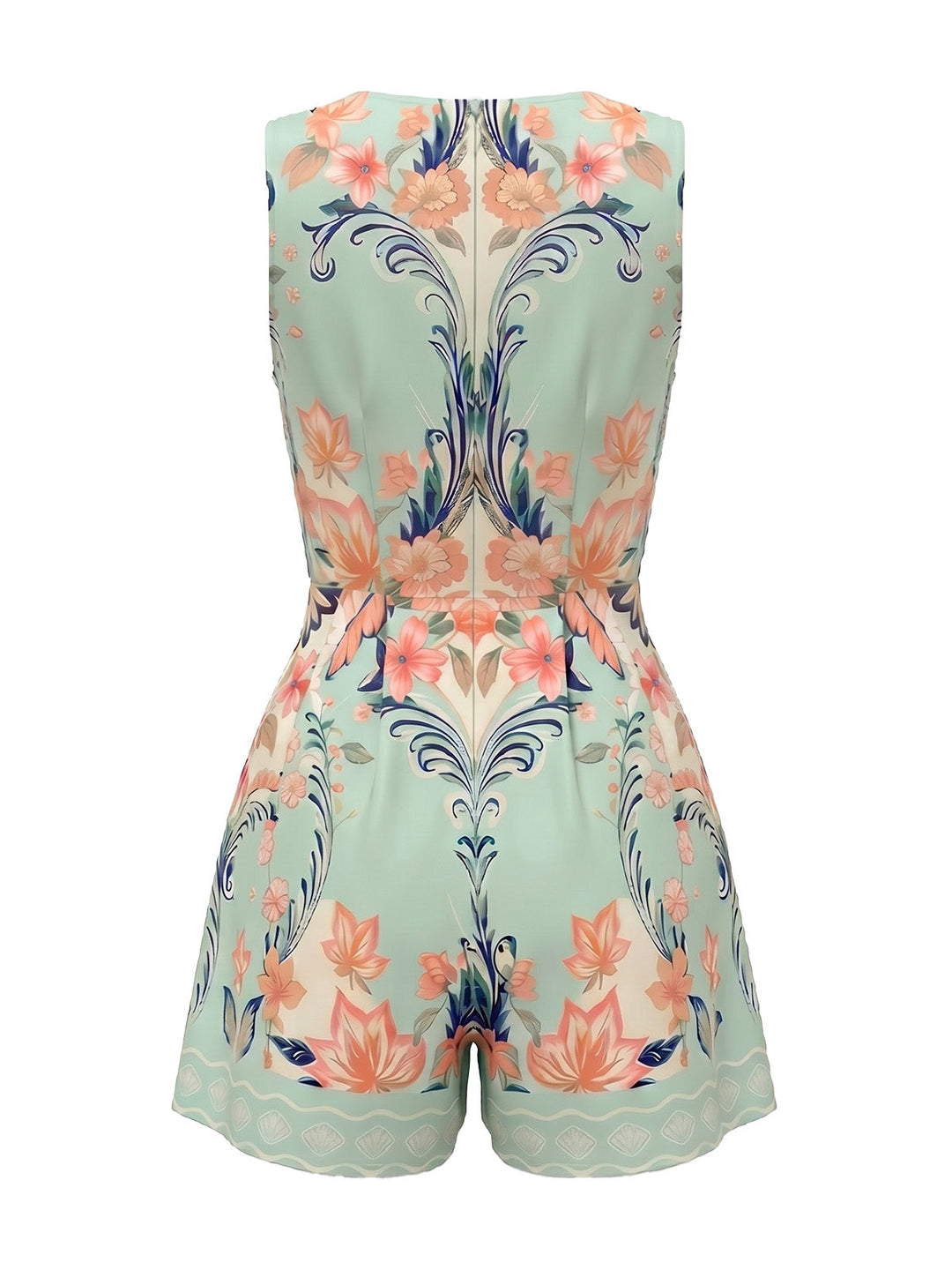 [Pre-Sale] Ice Green 1950s Floral V Neck Jumpsuit 3