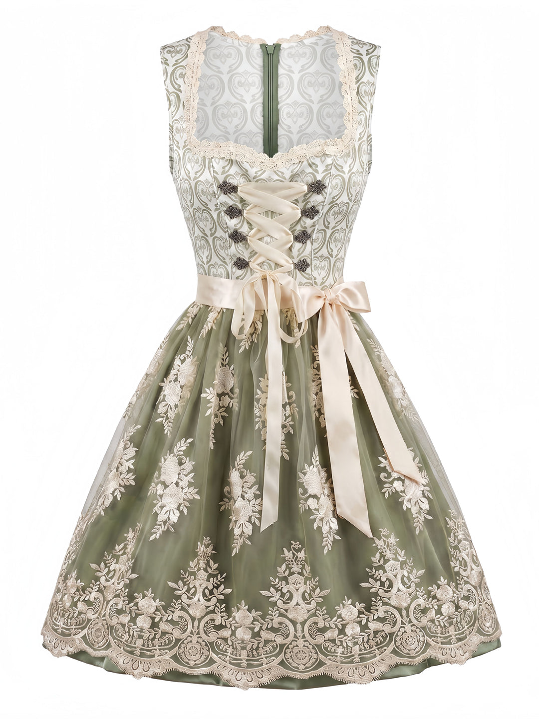 Light Green Square Neck Dress