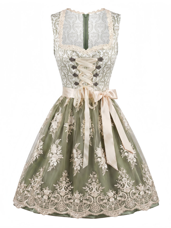 Light Green Square Neck Dress