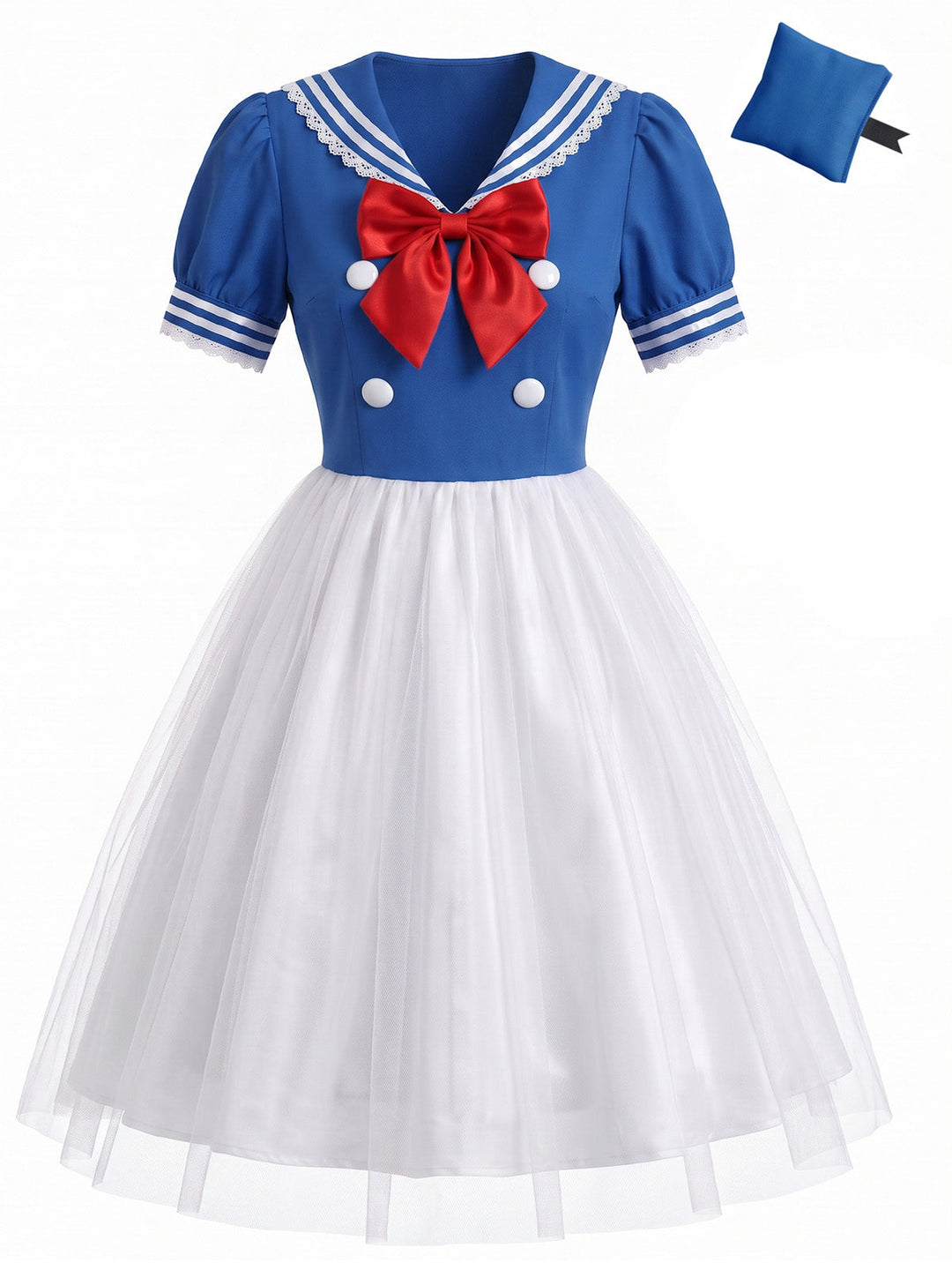 Blue Square Neck Dress 4