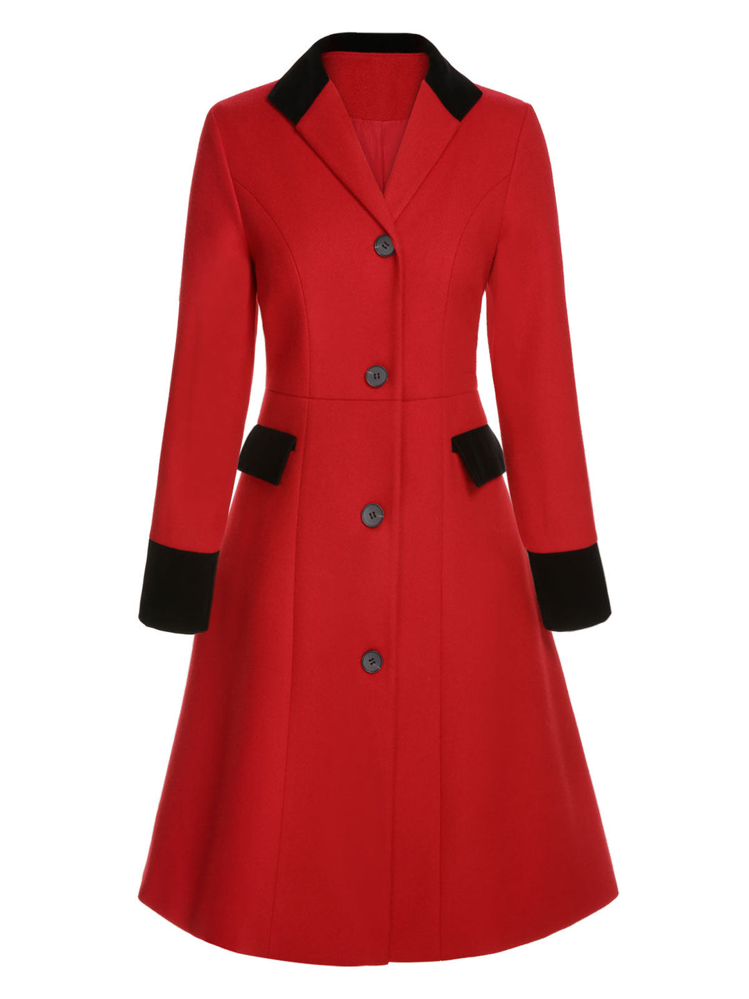 Red &amp; Black 1950s Lapel Button Pocket Coat, vintage coat, outerwear - perfect for women who love vintage and fashion