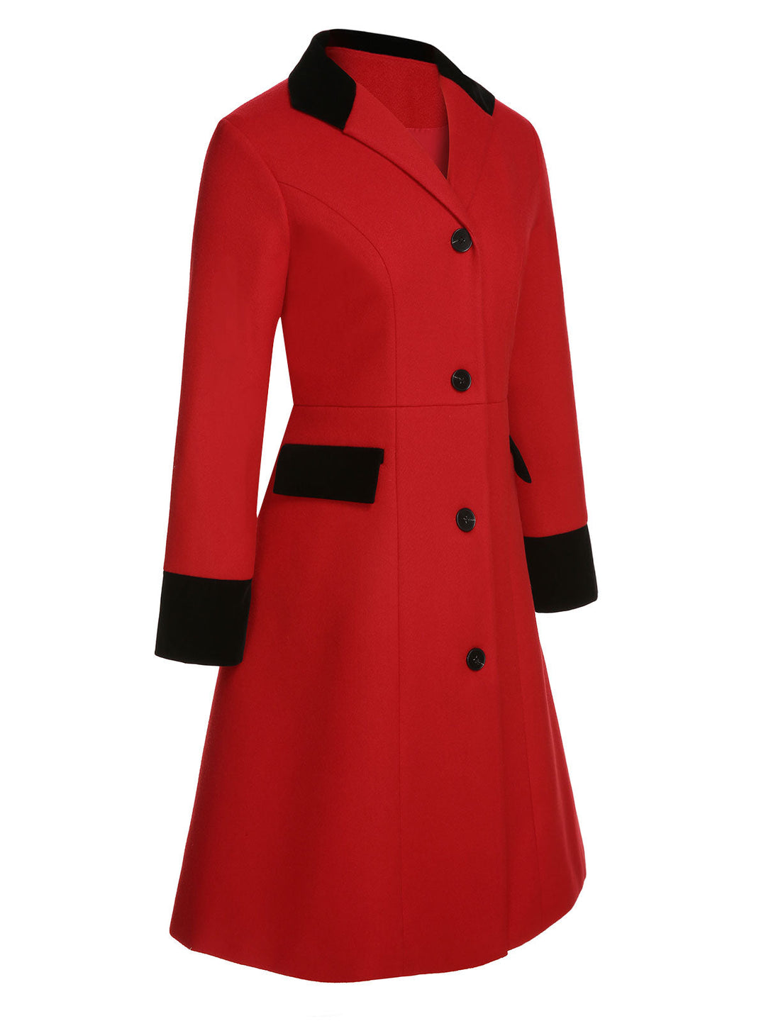 Red &amp; Black 1950s Lapel Button Pocket Coat, vintage coat, outerwear - perfect for women who love vintage and fashion