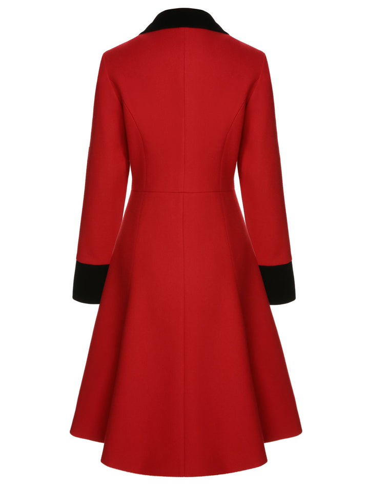 Red &amp; Black 1950s Lapel Button Pocket Coat, vintage coat, outerwear - perfect for women who love vintage and fashion