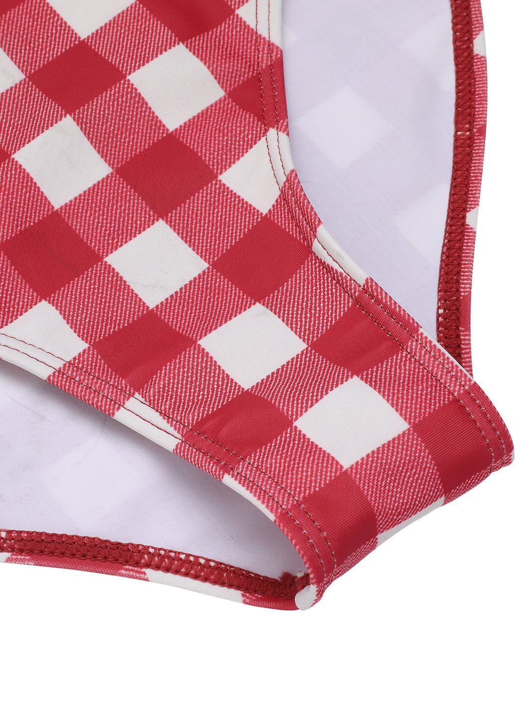 Red 1950s Plaids Added Bowknot Swimsuit, vintage swimsuit, pin-up swimwear - perfect for women who love vintage and retro fashion