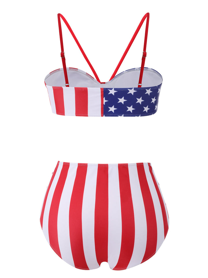 1940s Flag Independence Day Patchwork Swimsuit, vintage swimsuit, pin-up swimwear - perfect for women who love vintage and retro fashion